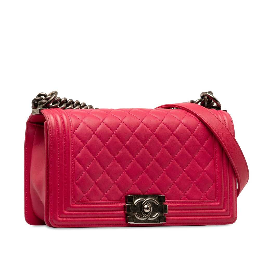 Pink Chanel Medium Lambskin Boy Flap Crossbody Bag - image 2