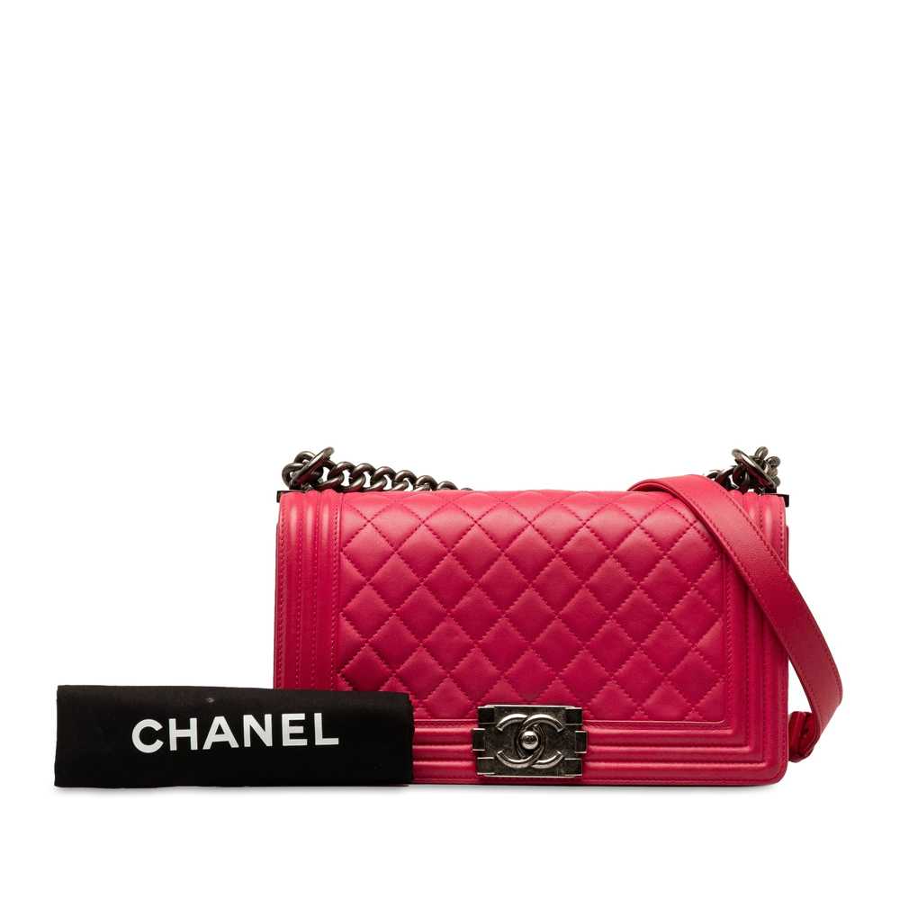 Pink Chanel Medium Lambskin Boy Flap Crossbody Bag - image 9