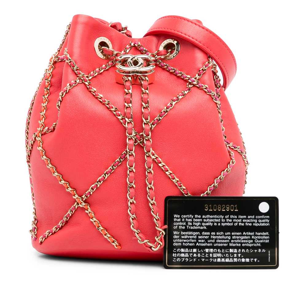 Pink Chanel Entwined Chain Drawstring Bucket - image 11