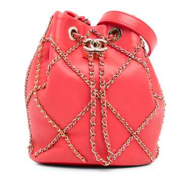 Pink Chanel Entwined Chain Drawstring Bucket - image 1