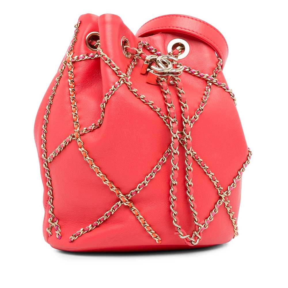 Pink Chanel Entwined Chain Drawstring Bucket - image 2