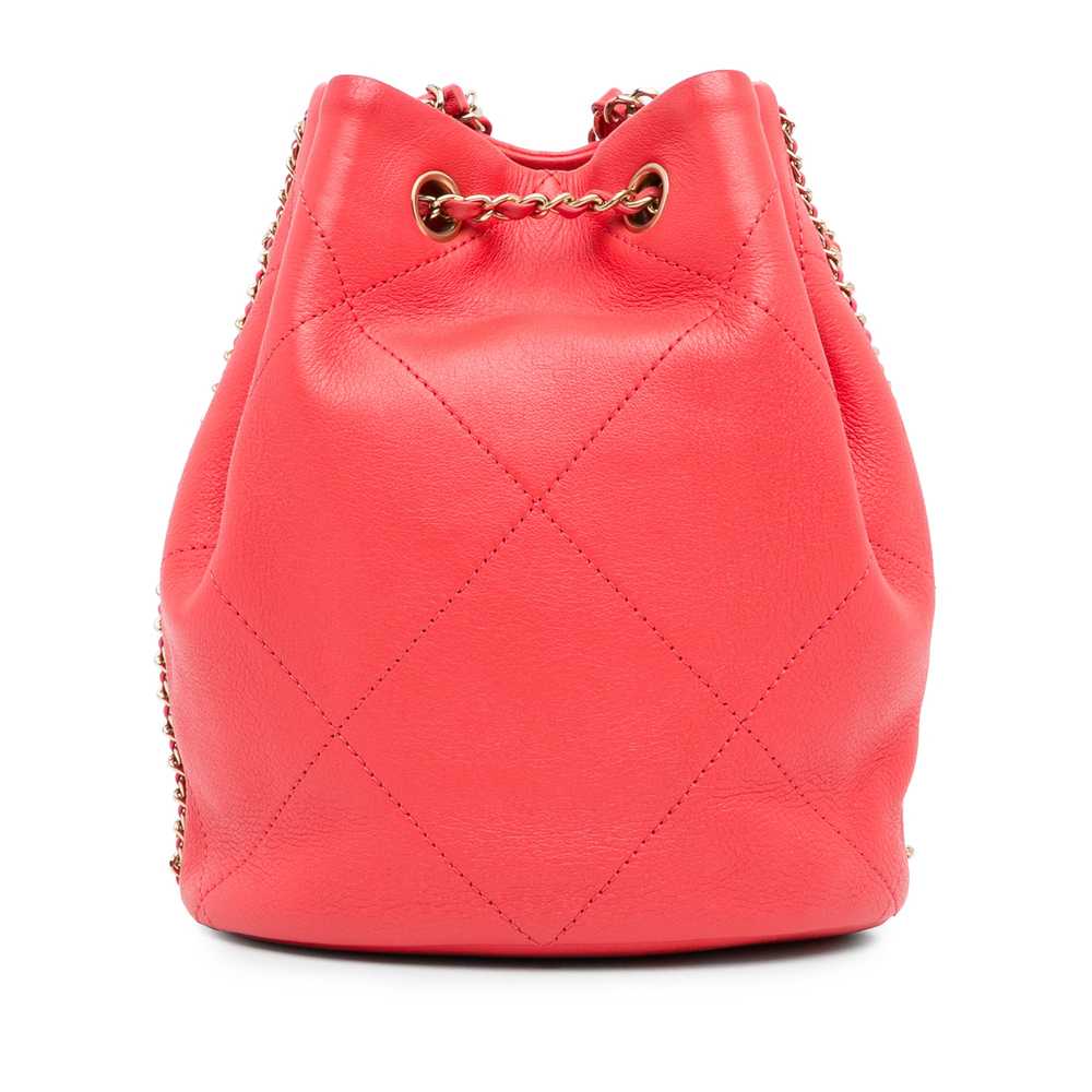 Pink Chanel Entwined Chain Drawstring Bucket - image 3