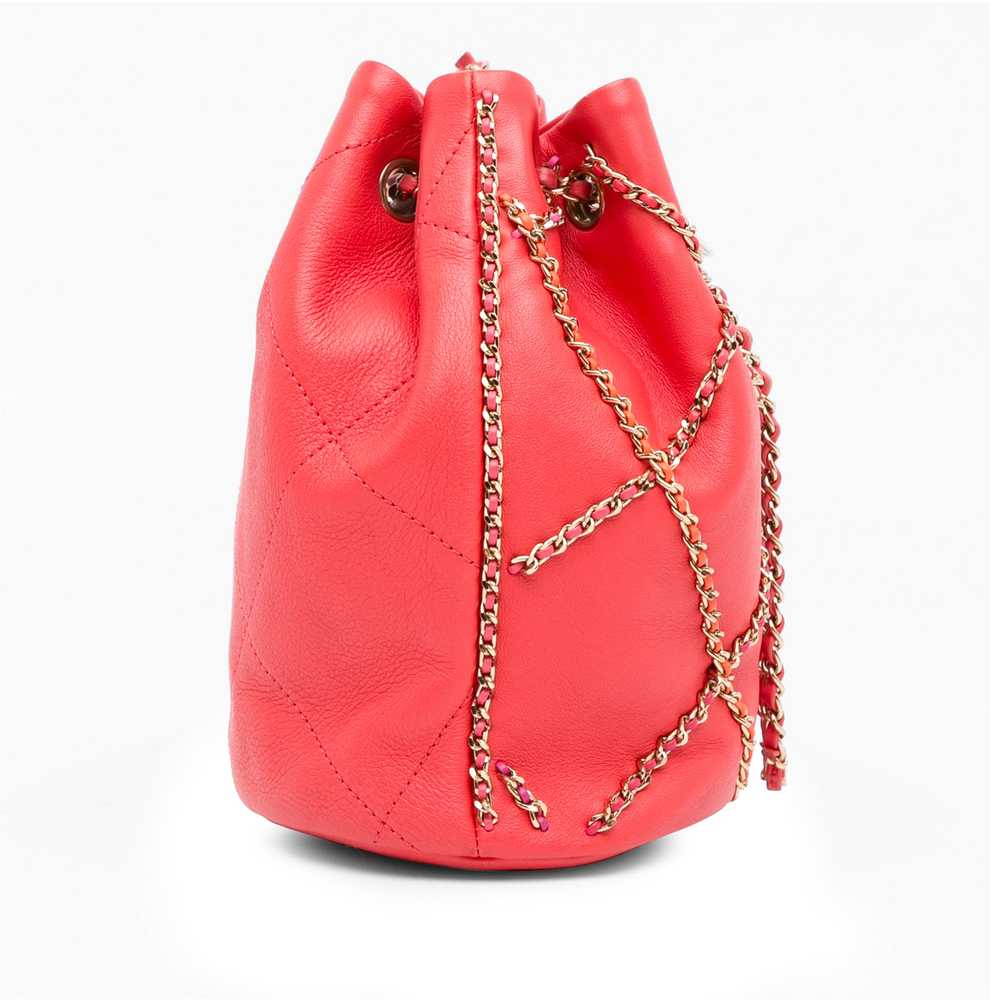 Pink Chanel Entwined Chain Drawstring Bucket - image 4