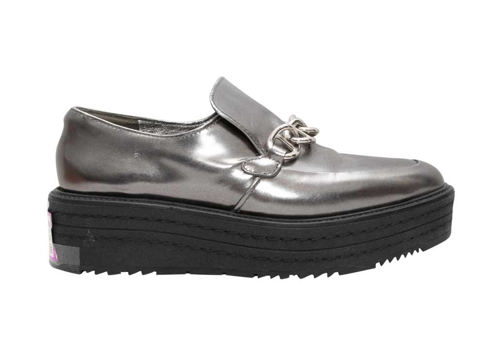 Silver Prada Metallic Platform Loafers Size 37.5 - image 1