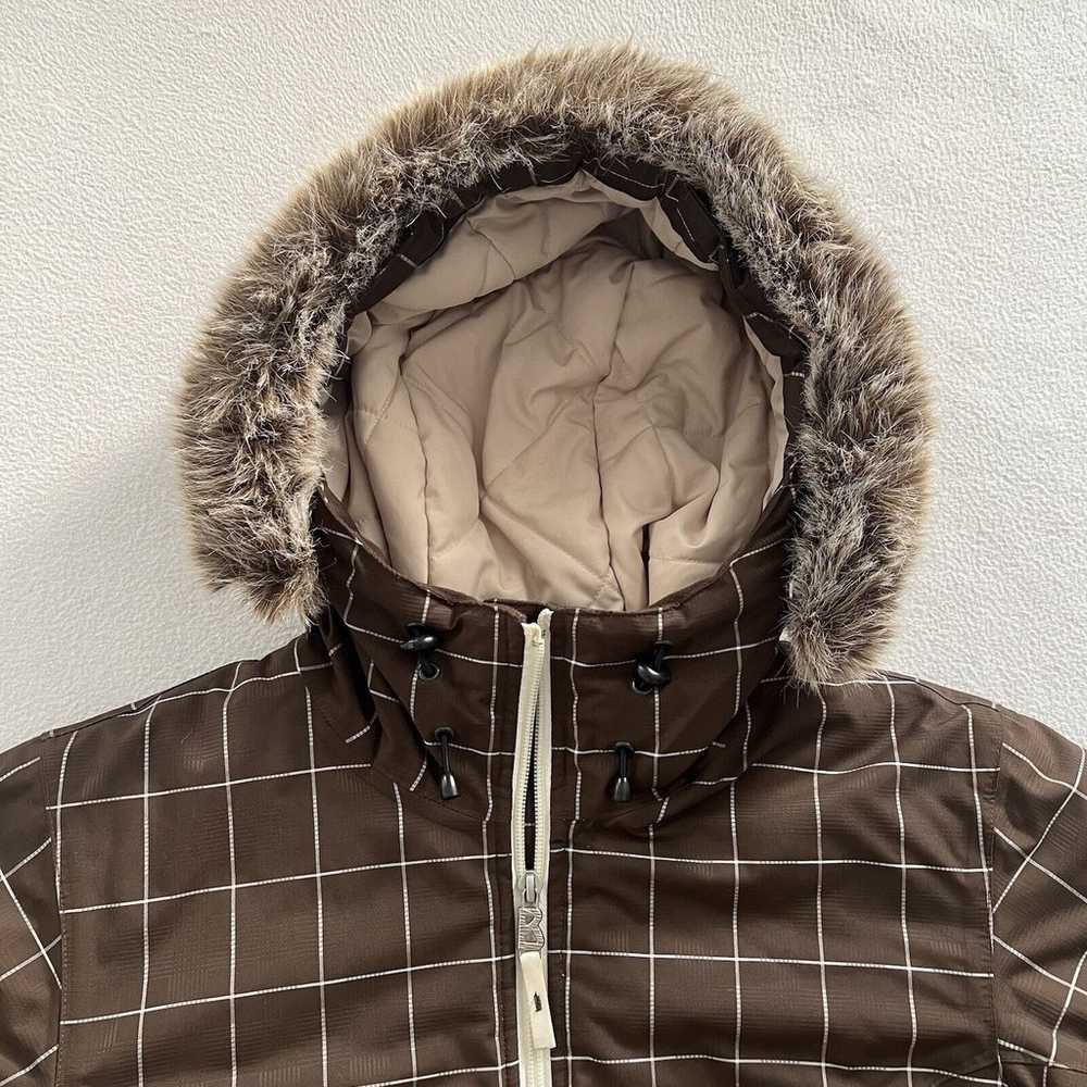 Fire + Ice Bogner Brown Windowpane Plaid Fur Hood… - image 5