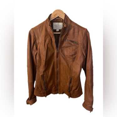 Lucky Brand Motorcycle Jacket, Leather, SZ Medium