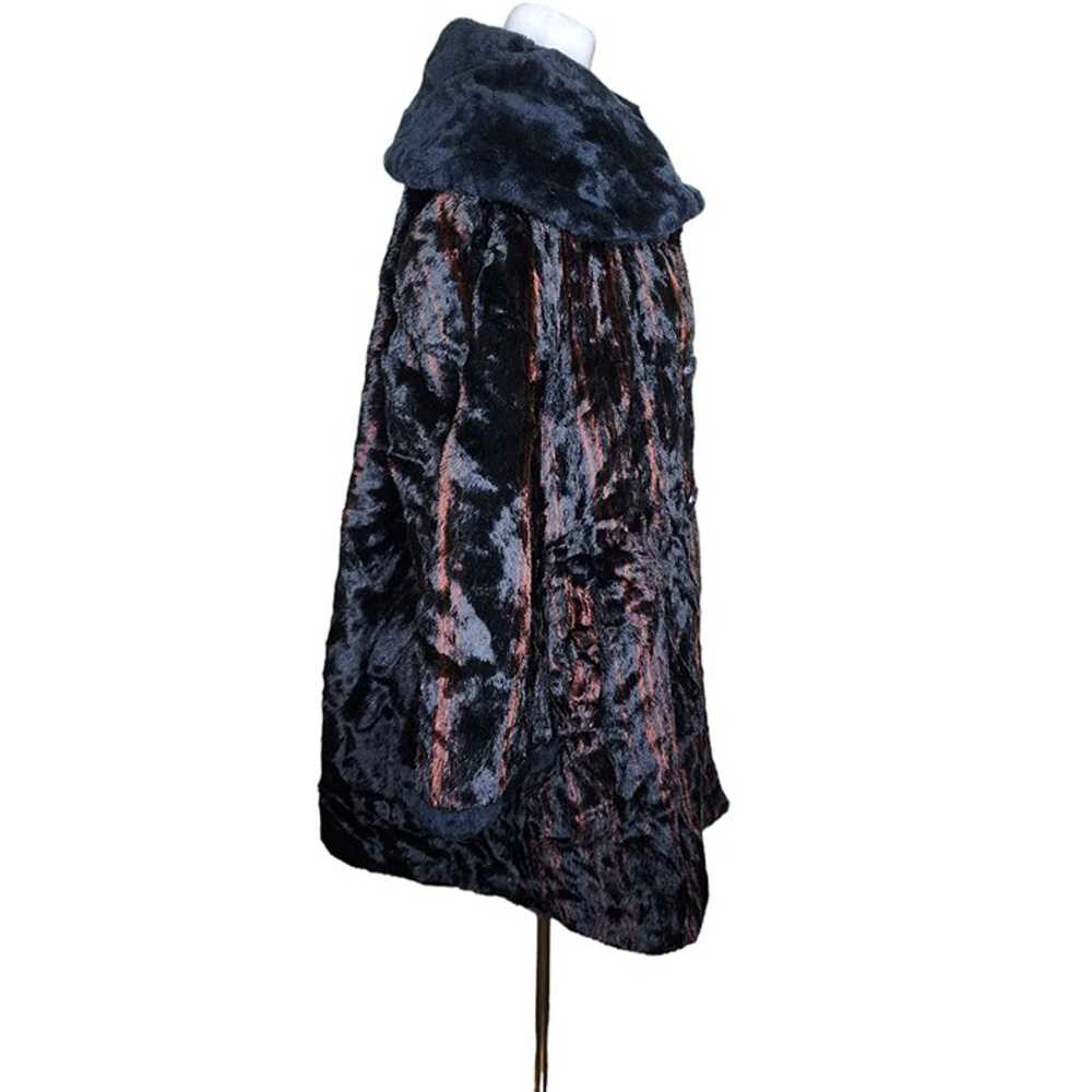 Vintage 1960s Fur Collar Faux Fur Swing Coat Wome… - image 5