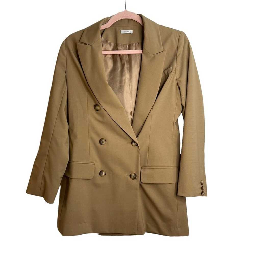 Iris + Ink Dylan Camel Tan Double Breasted Blazer - image 2
