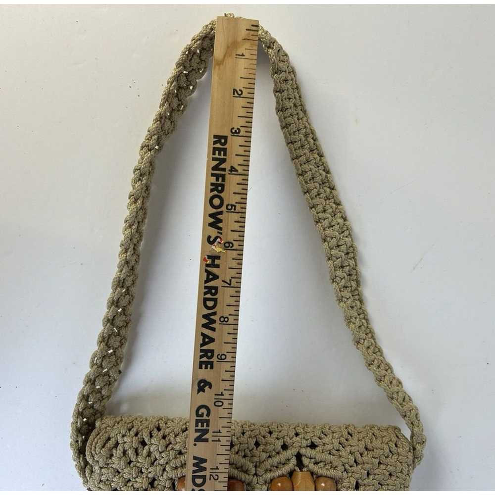 Macrame and Beads Vintage Shoulder Bag Crochet Ta… - image 3