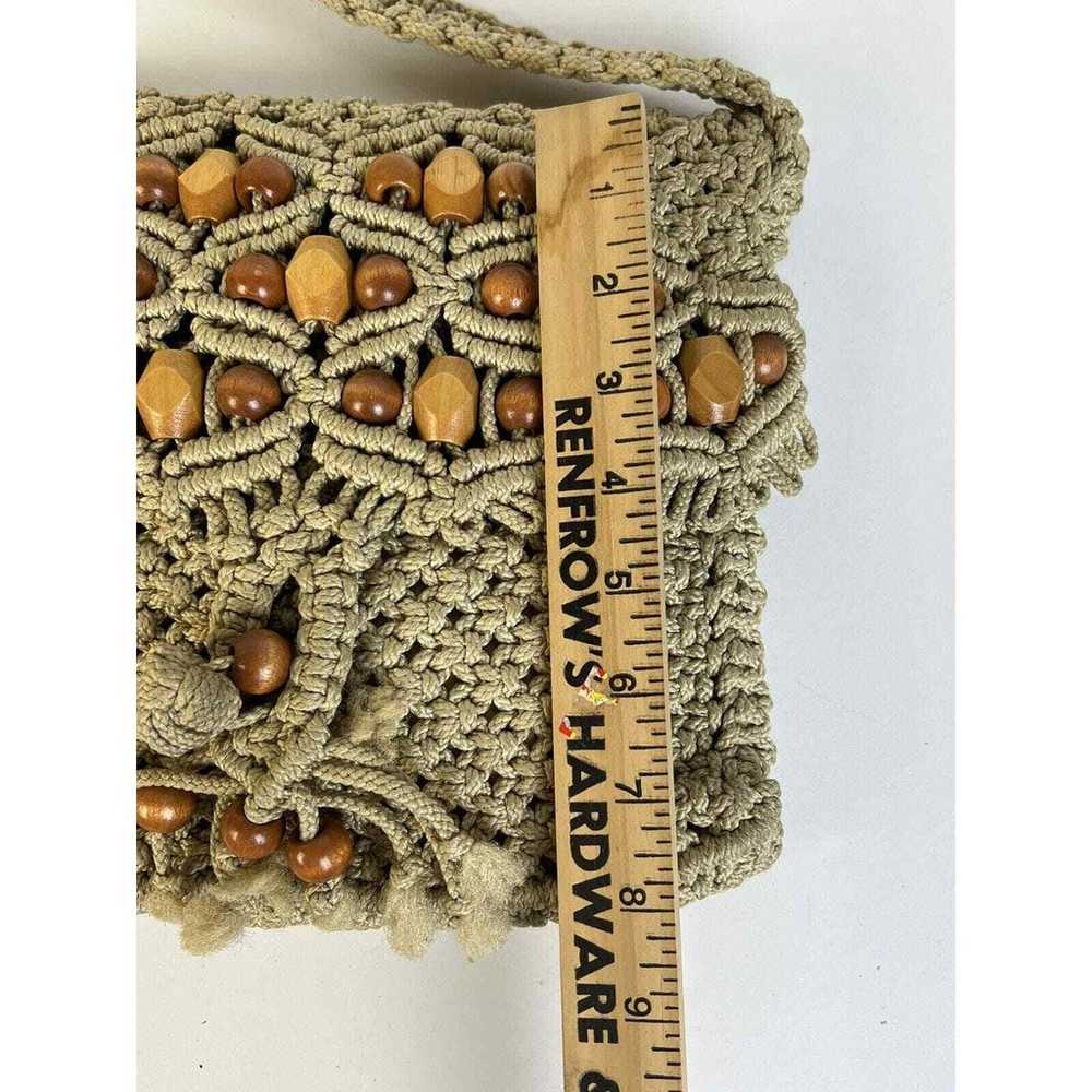 Macrame and Beads Vintage Shoulder Bag Crochet Ta… - image 5