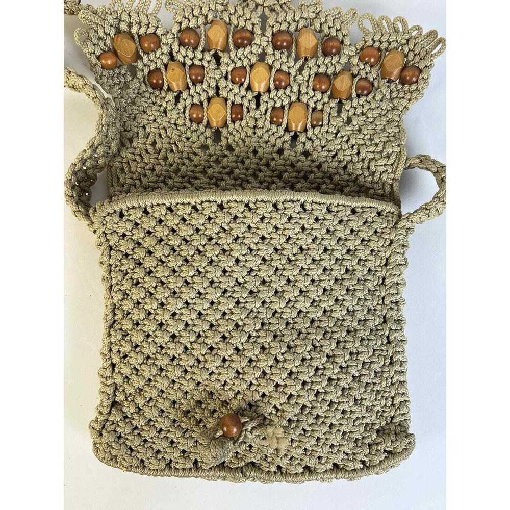 Macrame and Beads Vintage Shoulder Bag Crochet Ta… - image 6