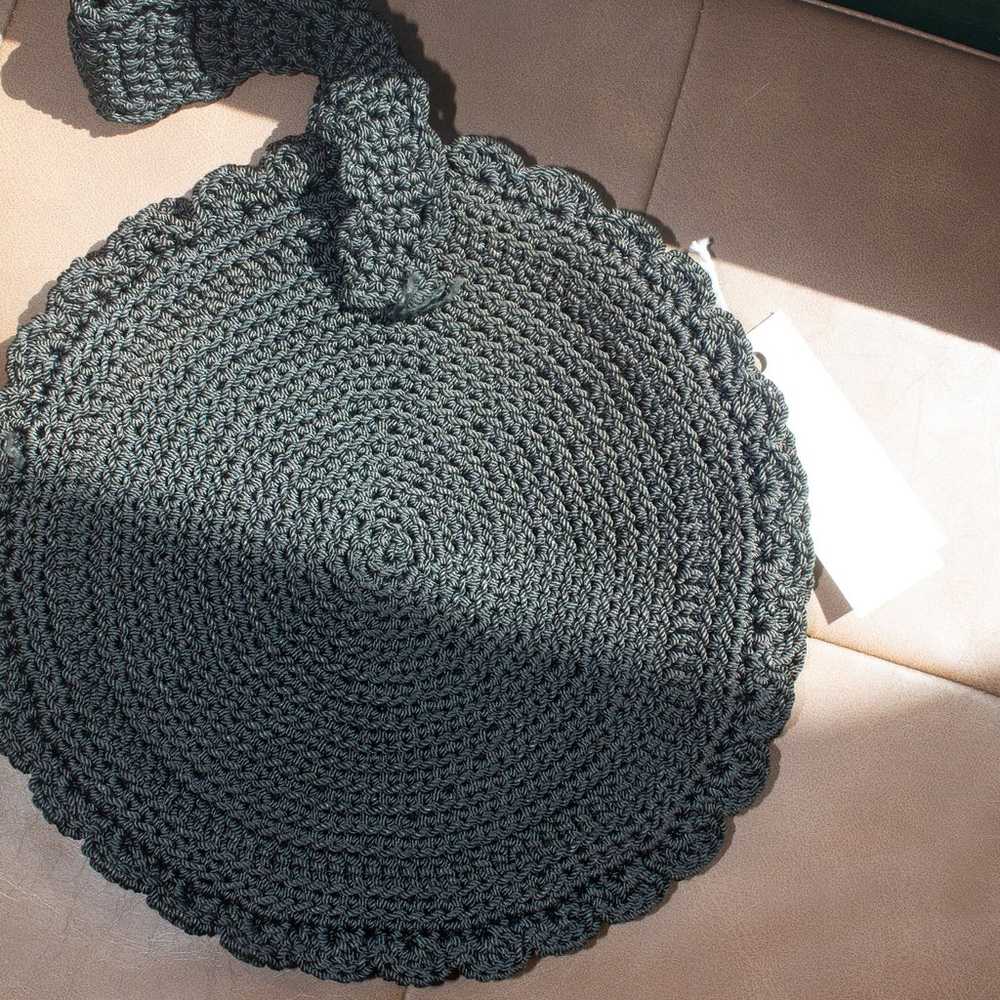 Vintage 50s 60s Mini Crochet Wristlet Handbag Bla… - image 2