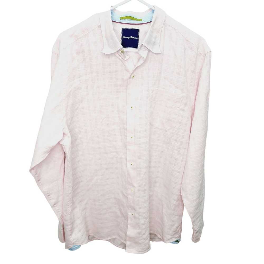 Tommy Bahama Tommy Bahama Pink Linen Blend Button… - image 1