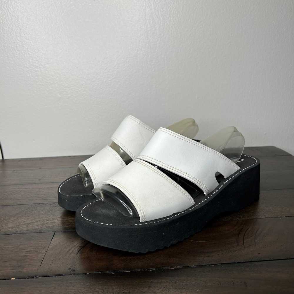Vintage 90s 1990s 2000s y2k square toe sandals bl… - image 4