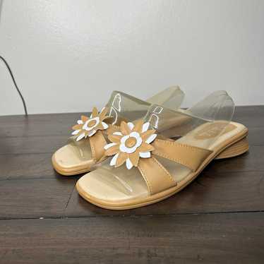 Vintage 90s 1990s 2000s y2k square toe sandals bl… - image 1