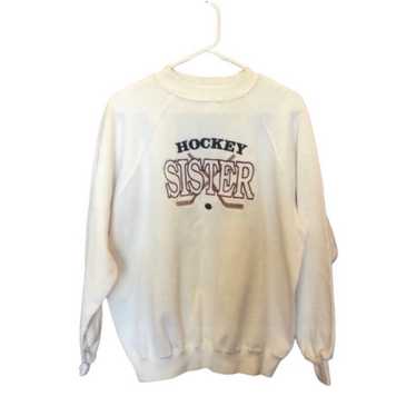 Vintage Hockey Sister White Crewneck Sweatshirt S… - image 1