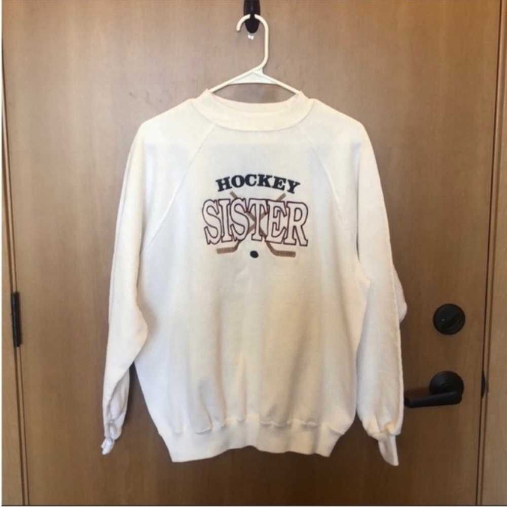 Vintage Hockey Sister White Crewneck Sweatshirt S… - image 6