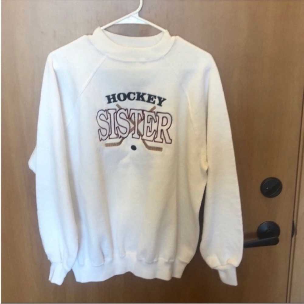 Vintage Hockey Sister White Crewneck Sweatshirt S… - image 7