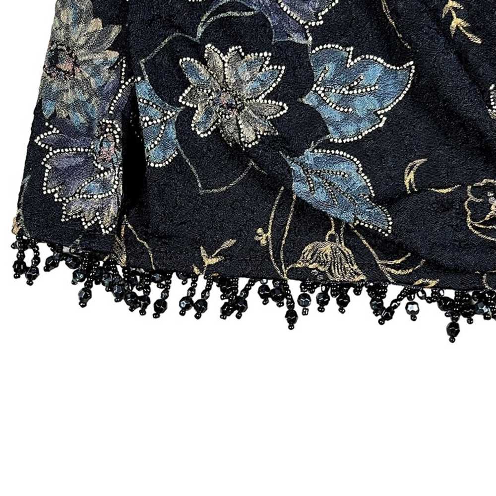 MSK Womens Black Floral Top with Fringe Beaded Bo… - image 5