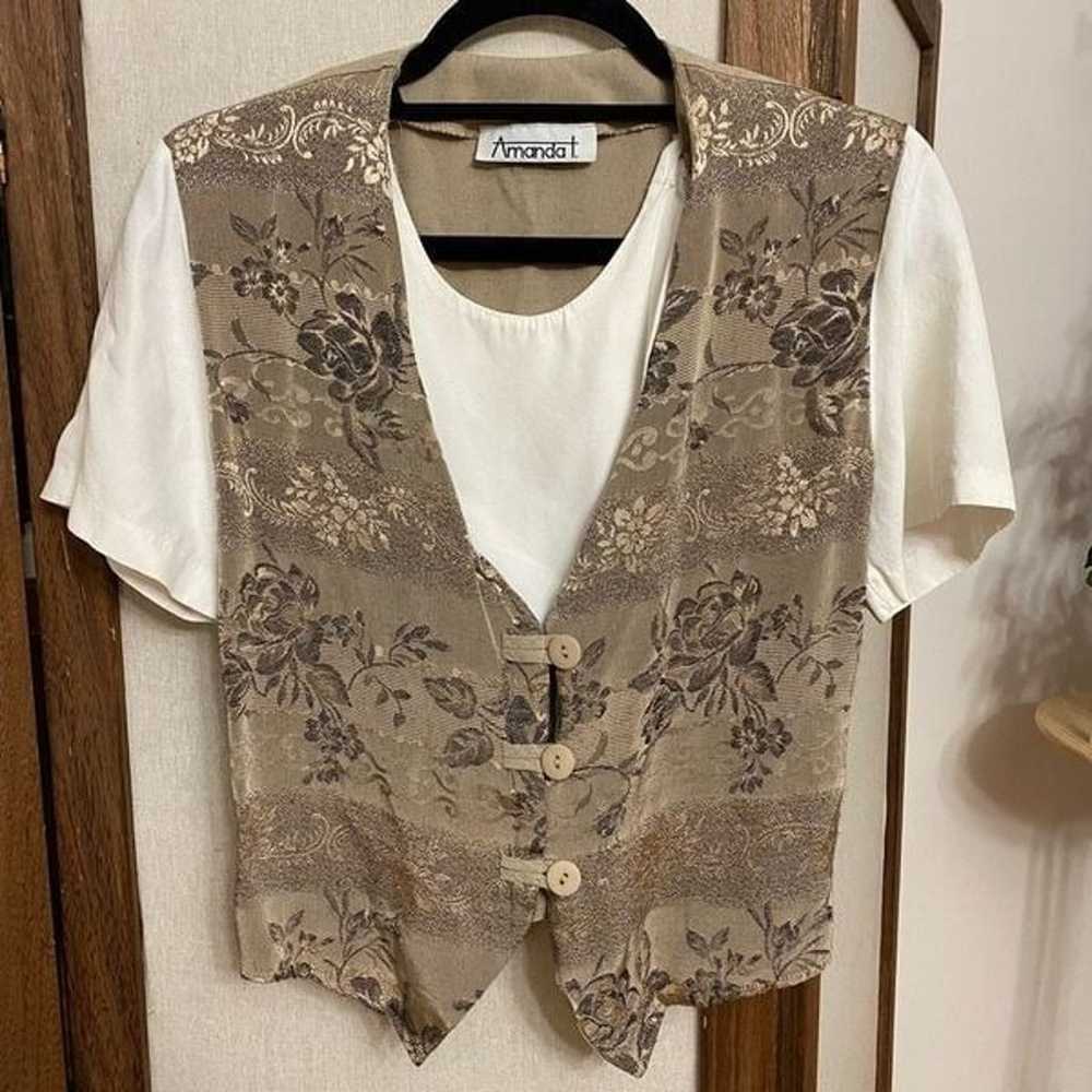 80’s Brocade Vested Blouse - image 1