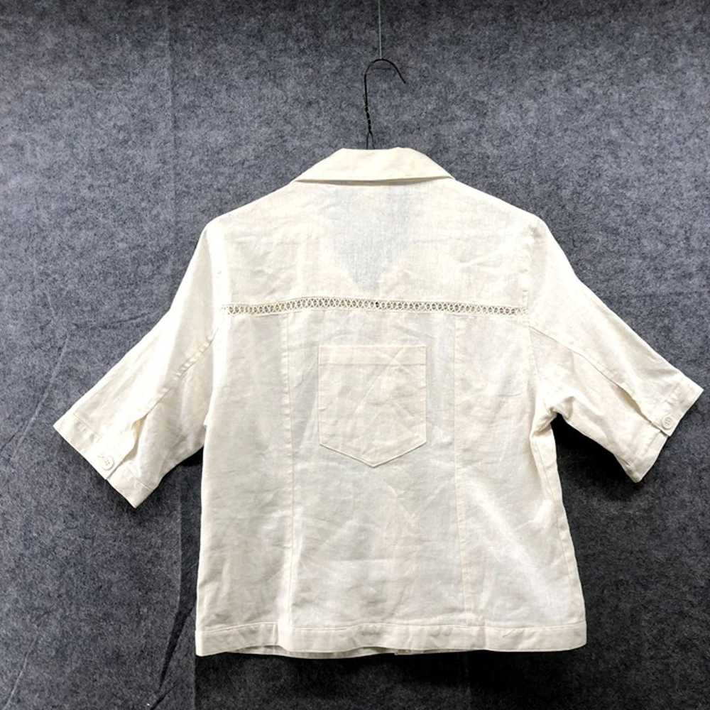 Vintage Linen Blend Shirt Womens M Beige Button D… - image 2