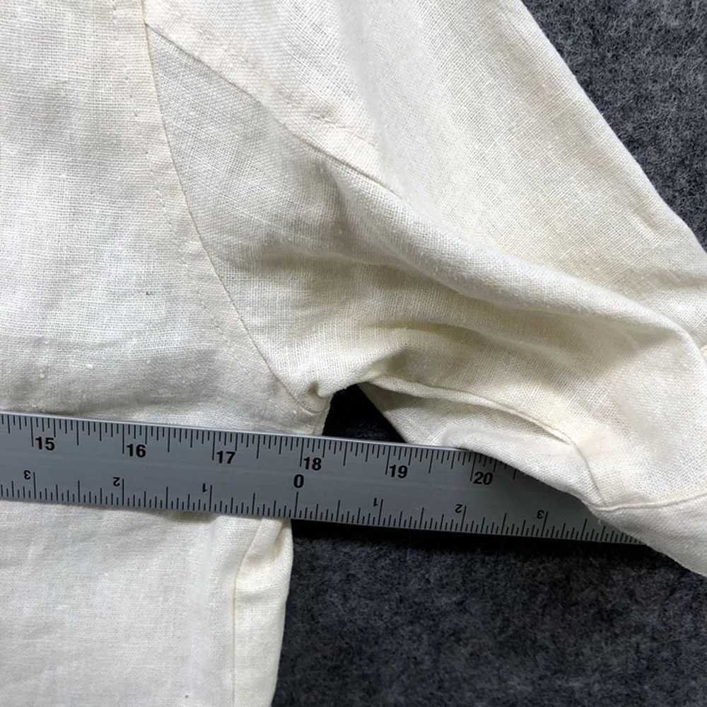 Vintage Linen Blend Shirt Womens M Beige Button D… - image 6