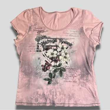 VINTAGE COTTON Y2K FLORAL ROSE WATERCOLOR PRINT M… - image 1