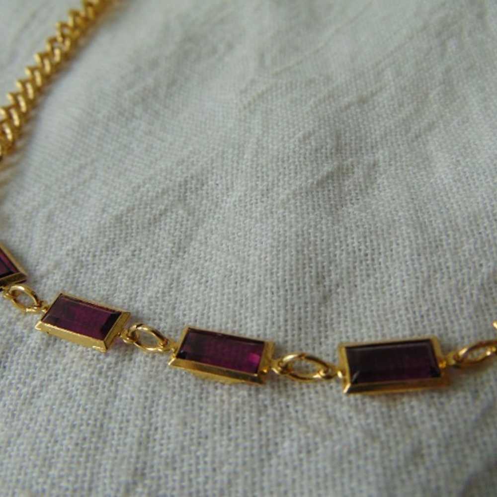 vintage purple crystal baguettes necklace - image 2