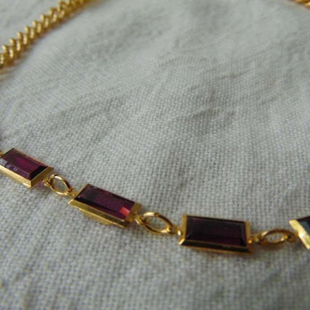 vintage purple crystal baguettes necklace - image 4