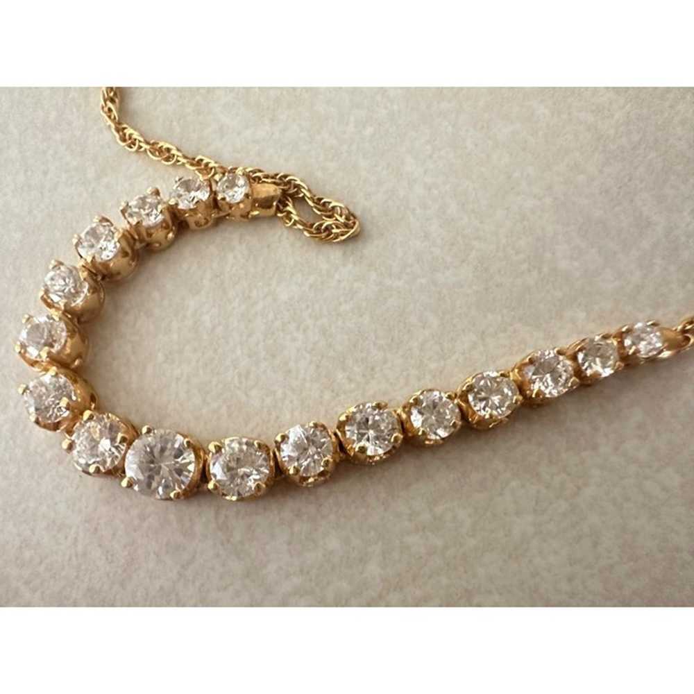 Vintage yellow gold plated round cut clear cubic … - image 1