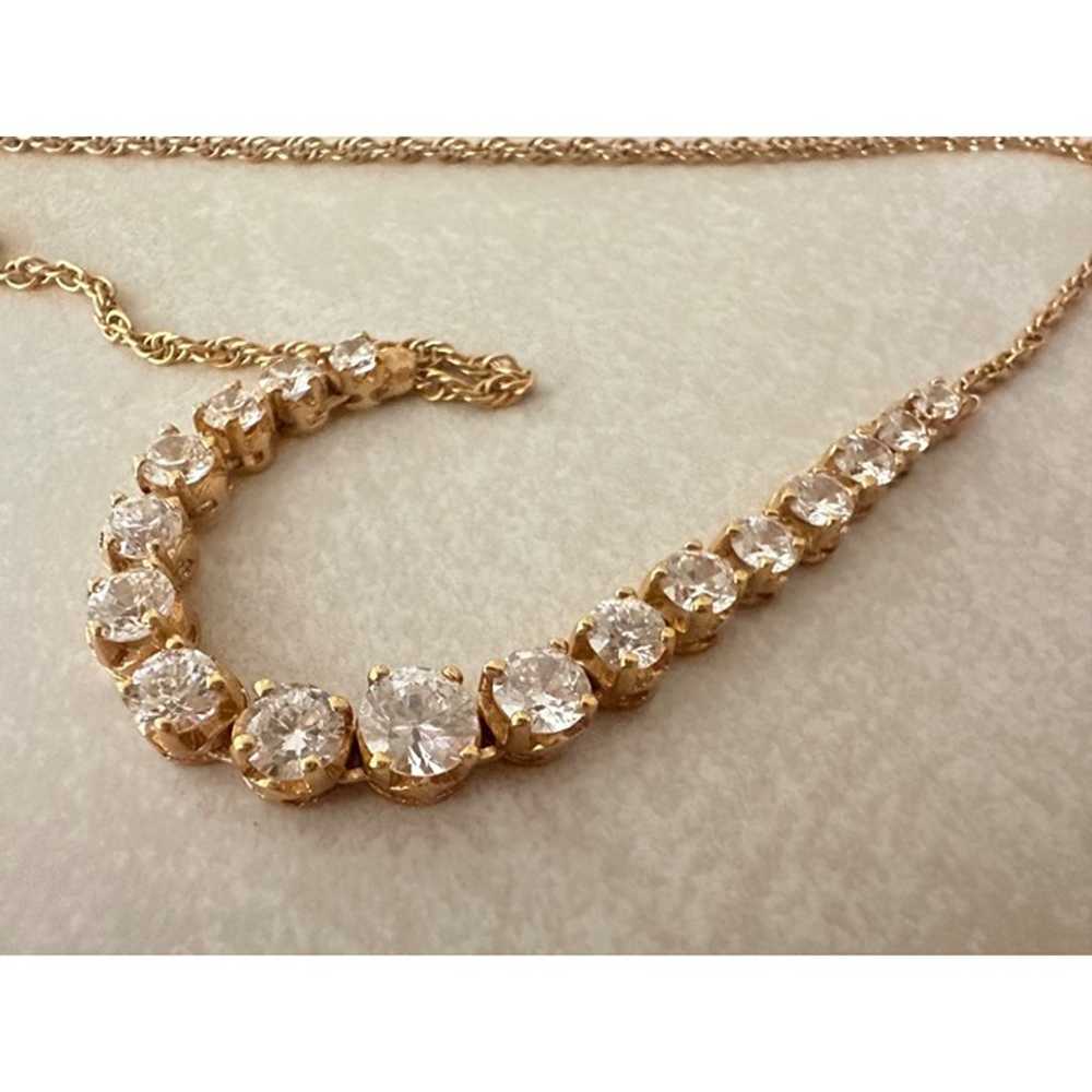 Vintage yellow gold plated round cut clear cubic … - image 3