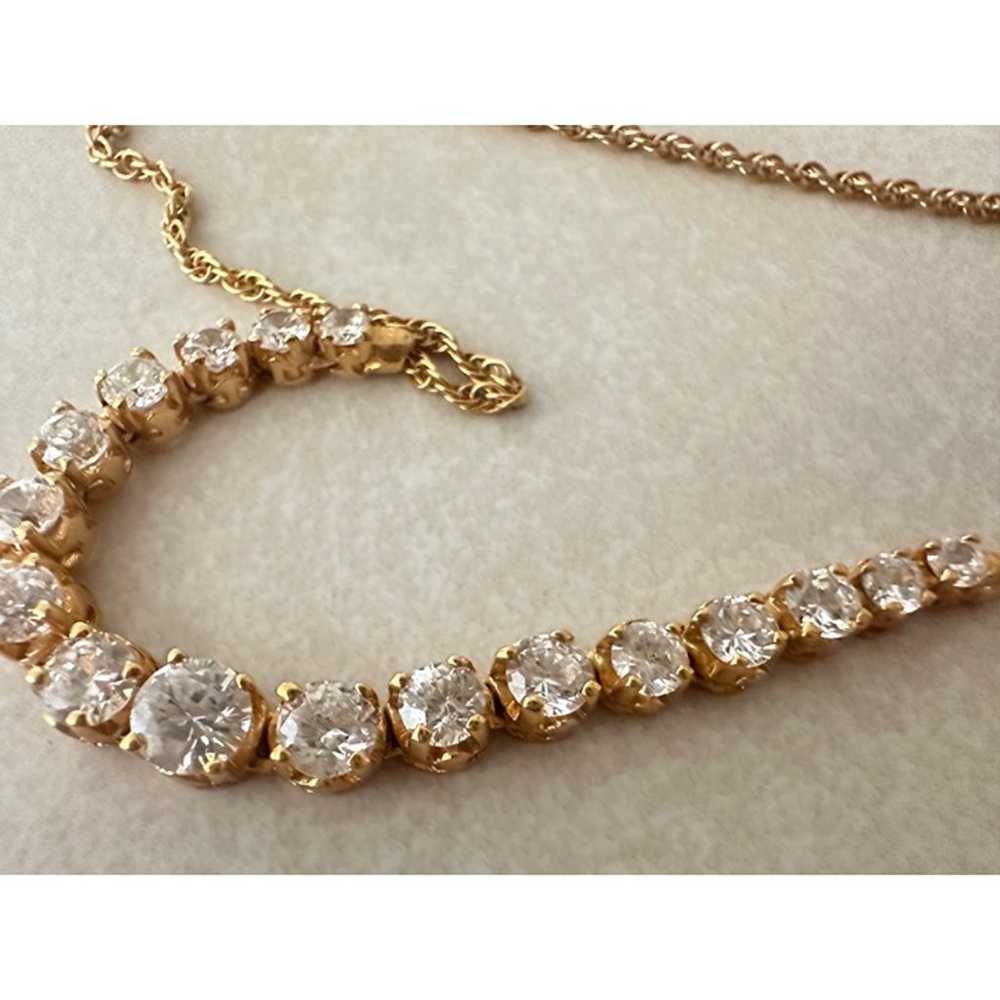 Vintage yellow gold plated round cut clear cubic … - image 5