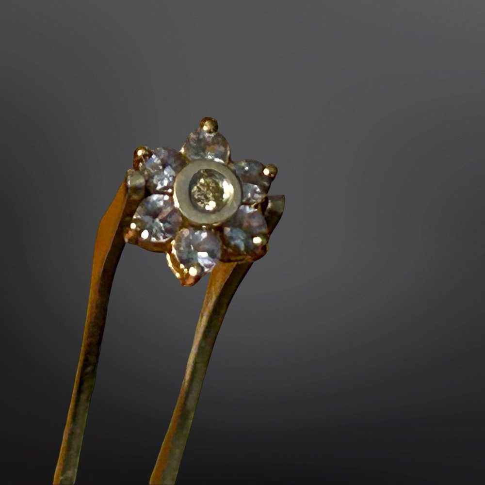 14k gold tanzanite and diamond flower pendant - image 2