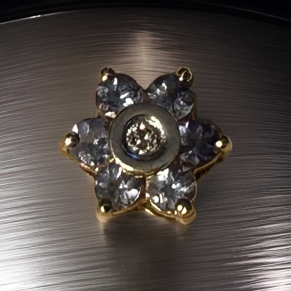 14k gold tanzanite and diamond flower pendant - image 3
