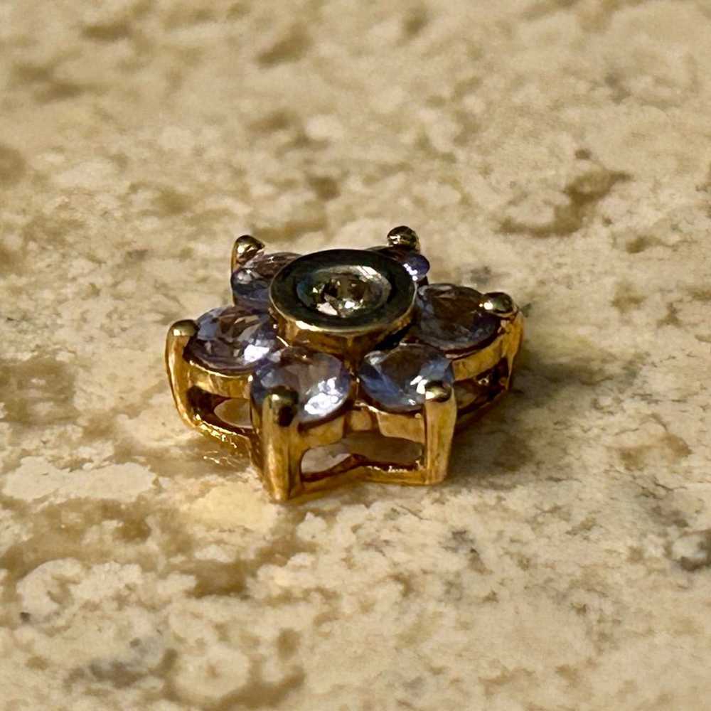 14k gold tanzanite and diamond flower pendant - image 6