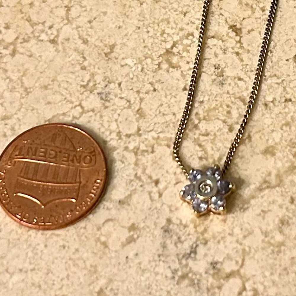 14k gold tanzanite and diamond flower pendant - image 7
