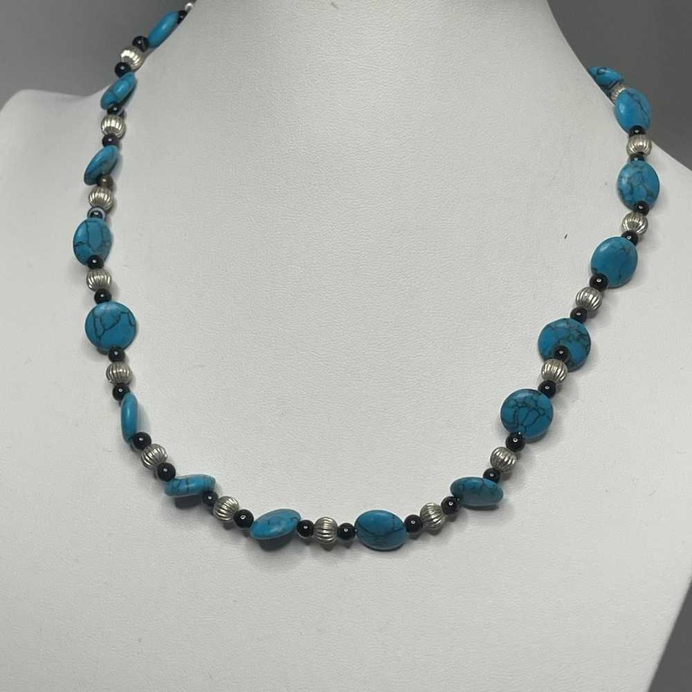 beaded necklace costume jewelry turquoise color d… - image 1