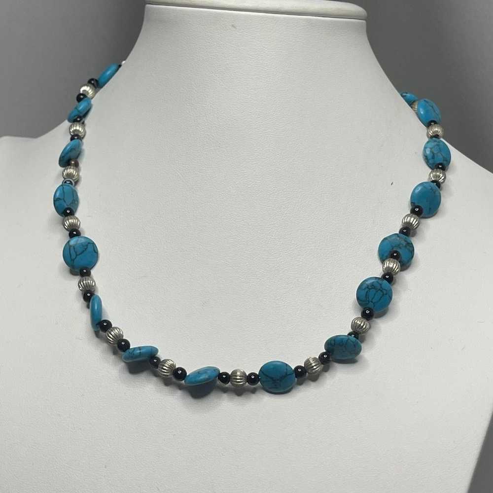 beaded necklace costume jewelry turquoise color d… - image 2