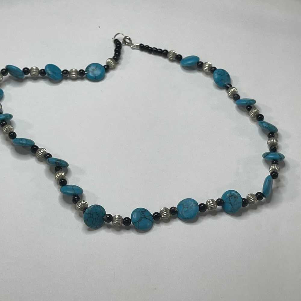 beaded necklace costume jewelry turquoise color d… - image 3