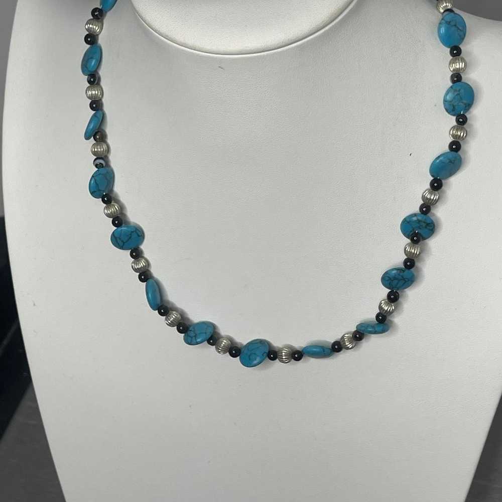 beaded necklace costume jewelry turquoise color d… - image 4