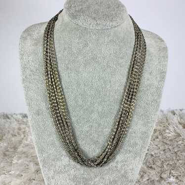 Silver Multi-strand Chain Necklace Swirl  Clasp