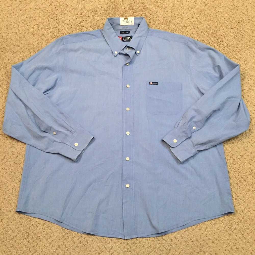 Chaps Chaps Shirt Mens XL Solid Blue Long Sleeve … - image 1