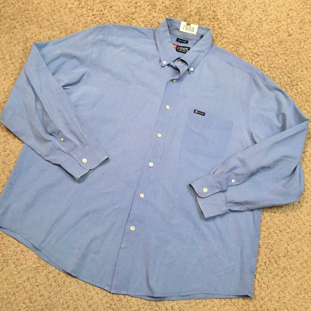 Chaps Chaps Shirt Mens XL Solid Blue Long Sleeve … - image 2