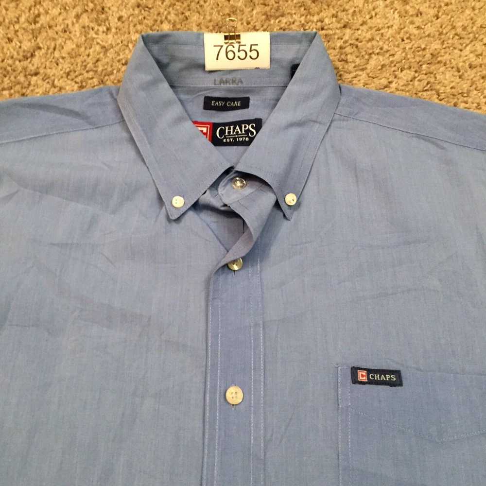 Chaps Chaps Shirt Mens XL Solid Blue Long Sleeve … - image 3