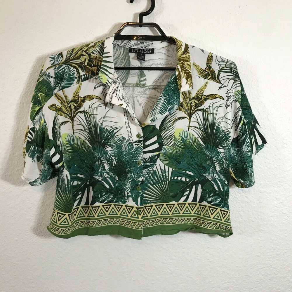 Vintage Love X Design Cropped Hawaiian Shirt Size… - image 1
