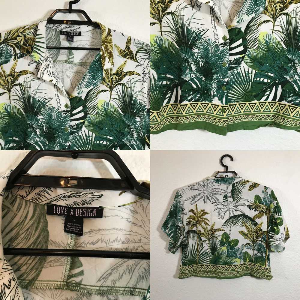 Vintage Love X Design Cropped Hawaiian Shirt Size… - image 4