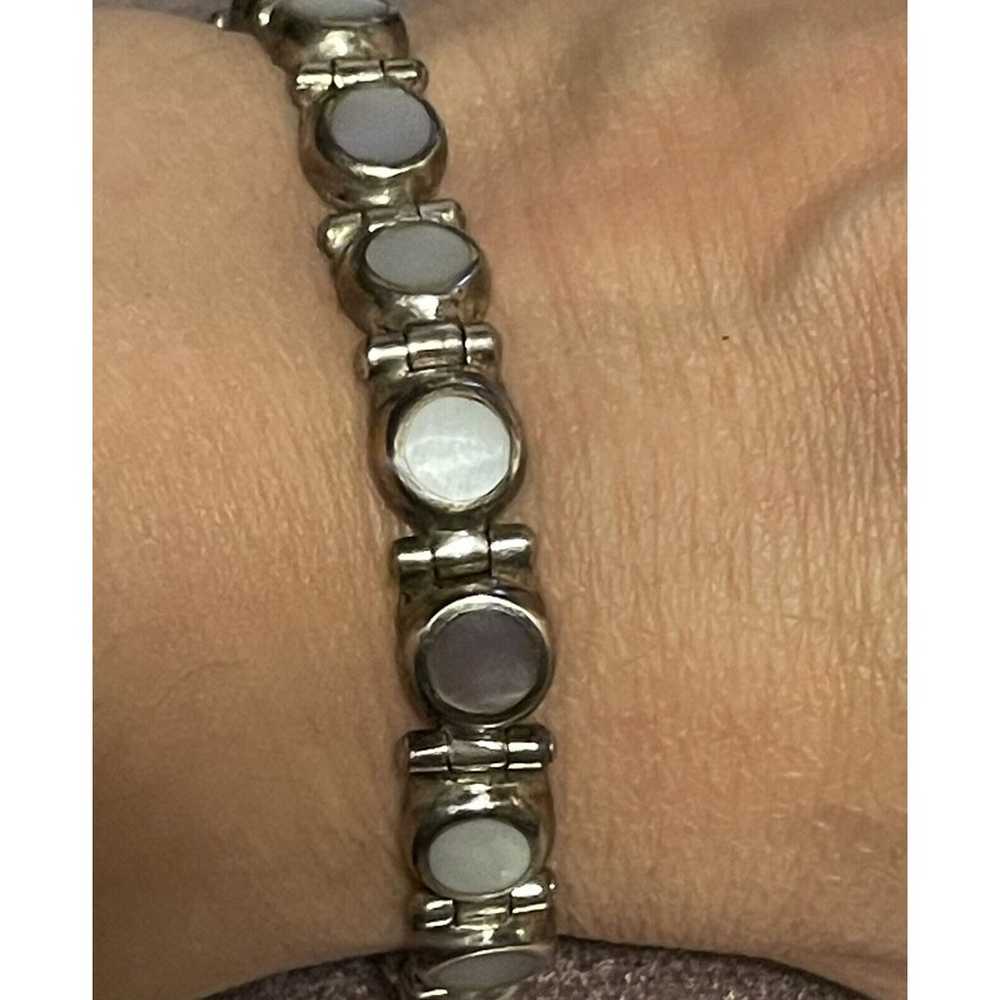 Scandean 950 Sterling Silver Bracelet Round Opal … - image 4