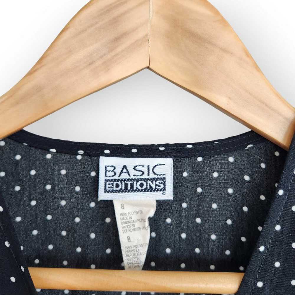 Vintage Basic Editions Black Polka Dot Wrap Dress… - image 2