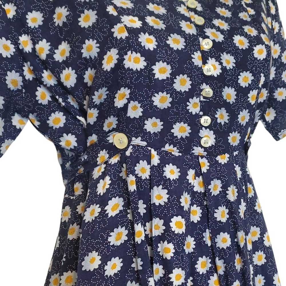 Vintage 90s Dress A-Line Sunflower Pleated SZ 4 C… - image 10