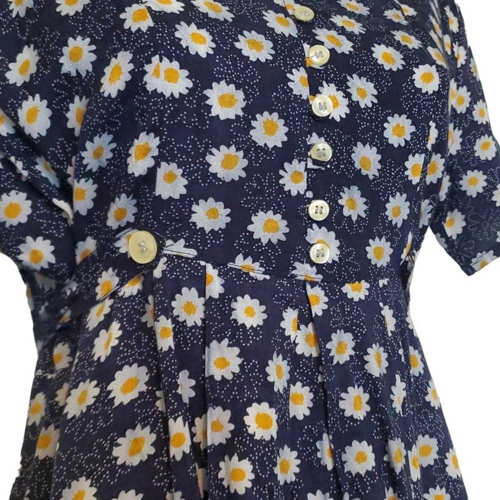 Vintage 90s Dress A-Line Sunflower Pleated SZ 4 C… - image 11